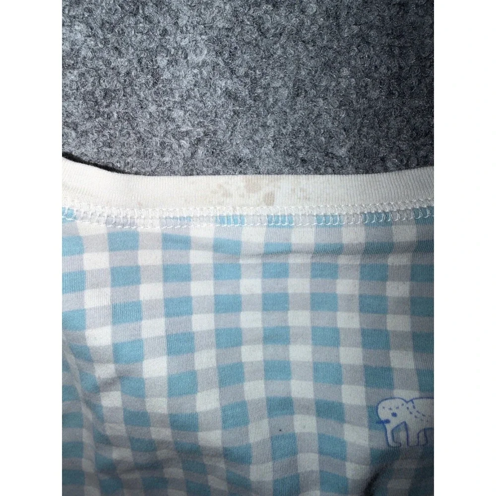 Roller Rabbit Kids Blue Gingham Hathi Elephant Pima Cotton Pajama Set 6 AS IS
